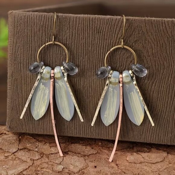 Abstract Dragonfly Polychrome Earrings - Picture 5 of 6